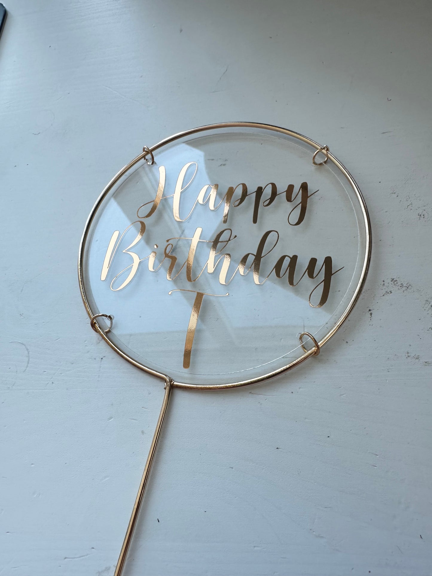 Acrylic & Gold Cake Topper | Circle