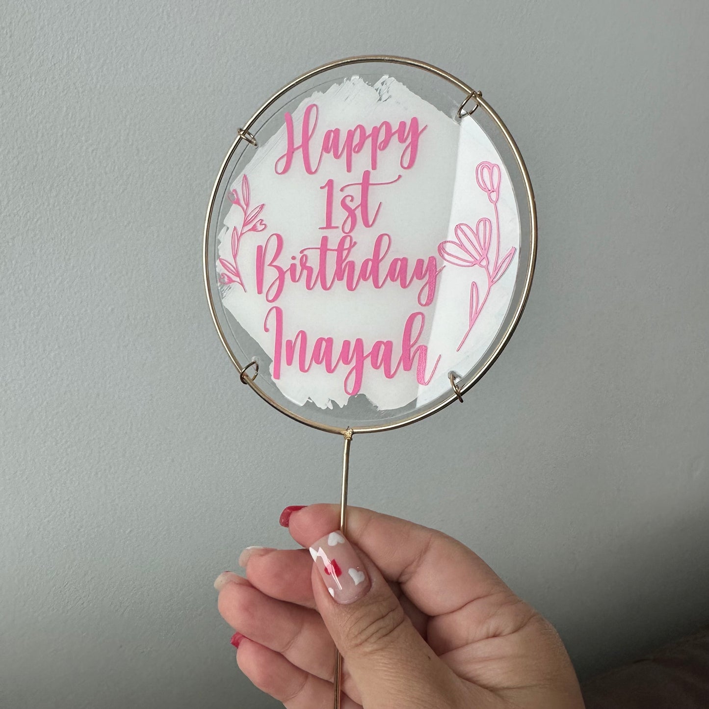 Acrylic & Gold Cake Topper | Circle