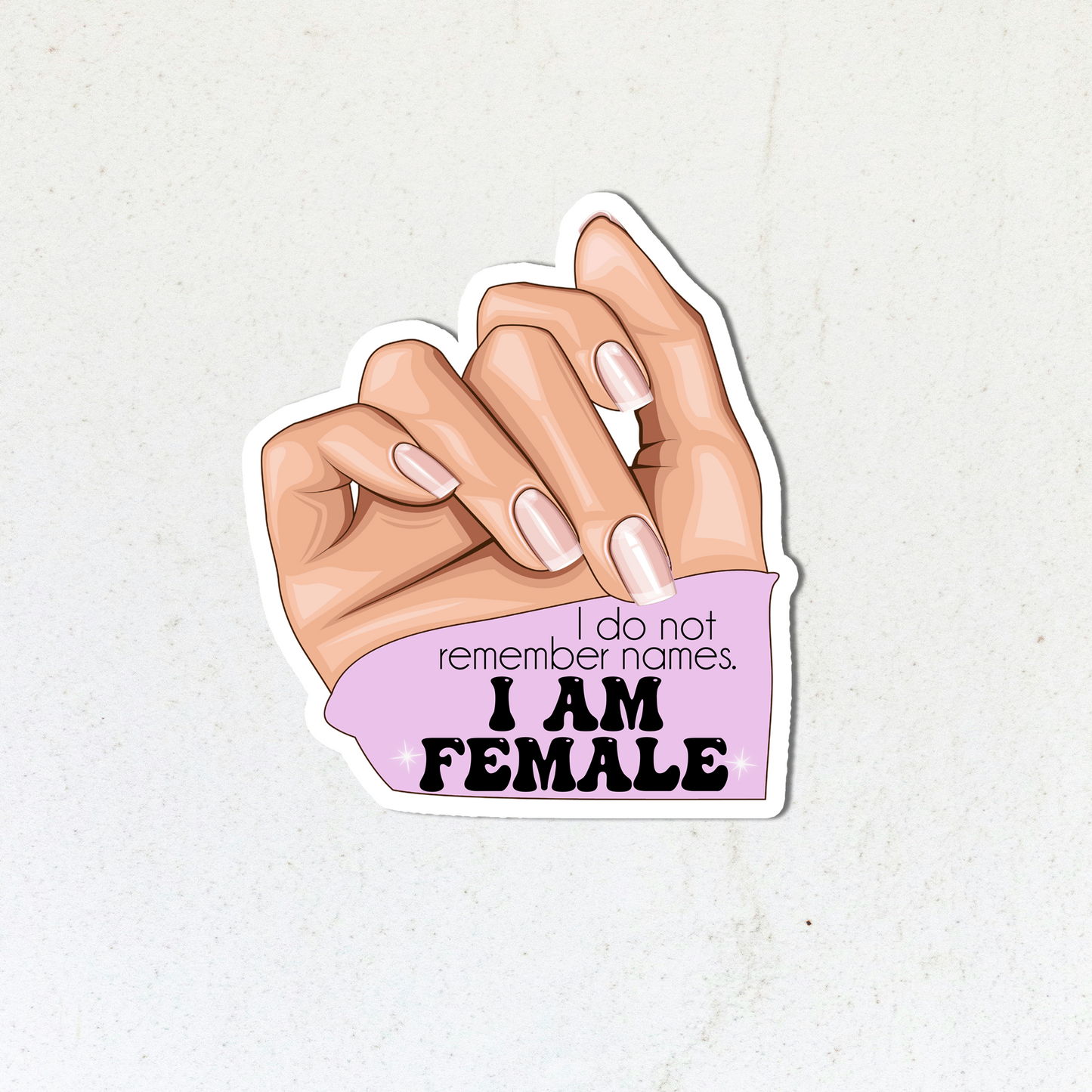 I Do Not Remember Names, I am Female | Vinyl Sticker