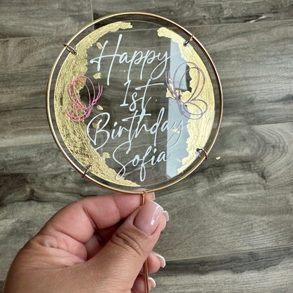 Acrylic & Gold Cake Topper | Circle