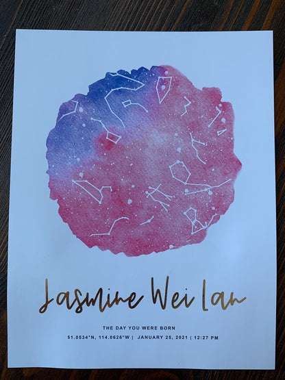 Cotton Candy Watercolour | Night Sky Print