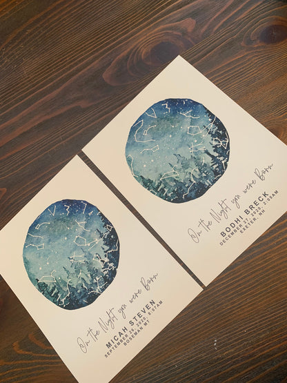 Forest Watercolour | Night Sky Print