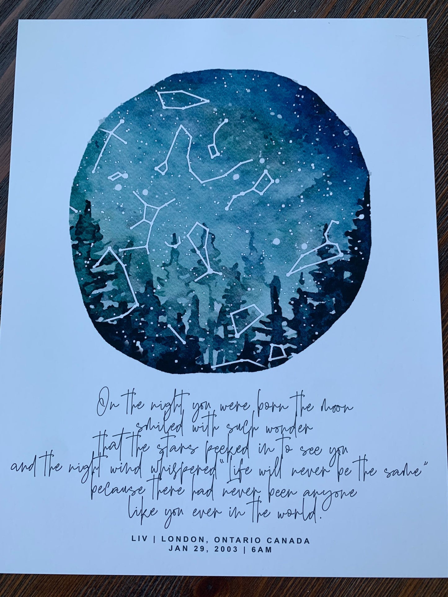 Forest Watercolour | Night Sky Print