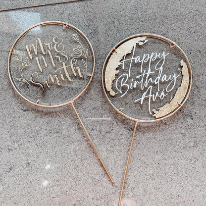 Acrylic & Gold Cake Topper | Circle