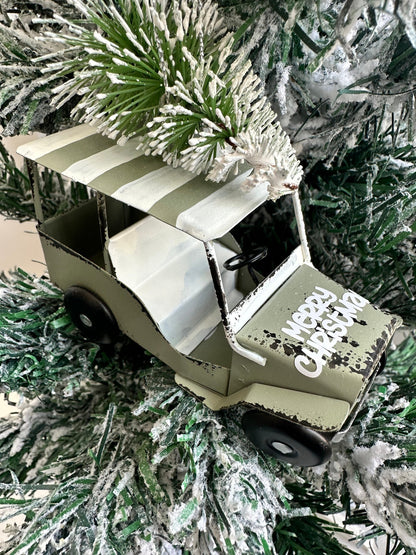 Rustic Golf Cart Ornament