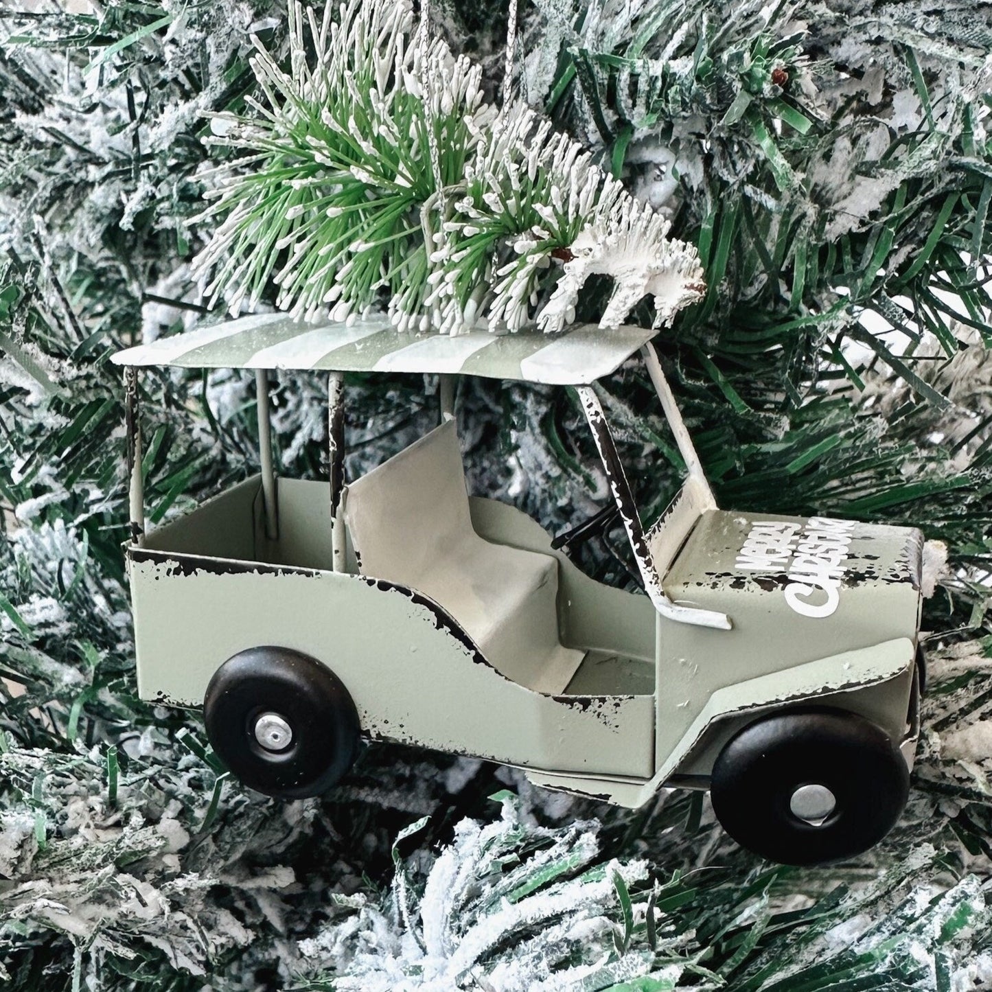 Rustic Golf Cart Ornament