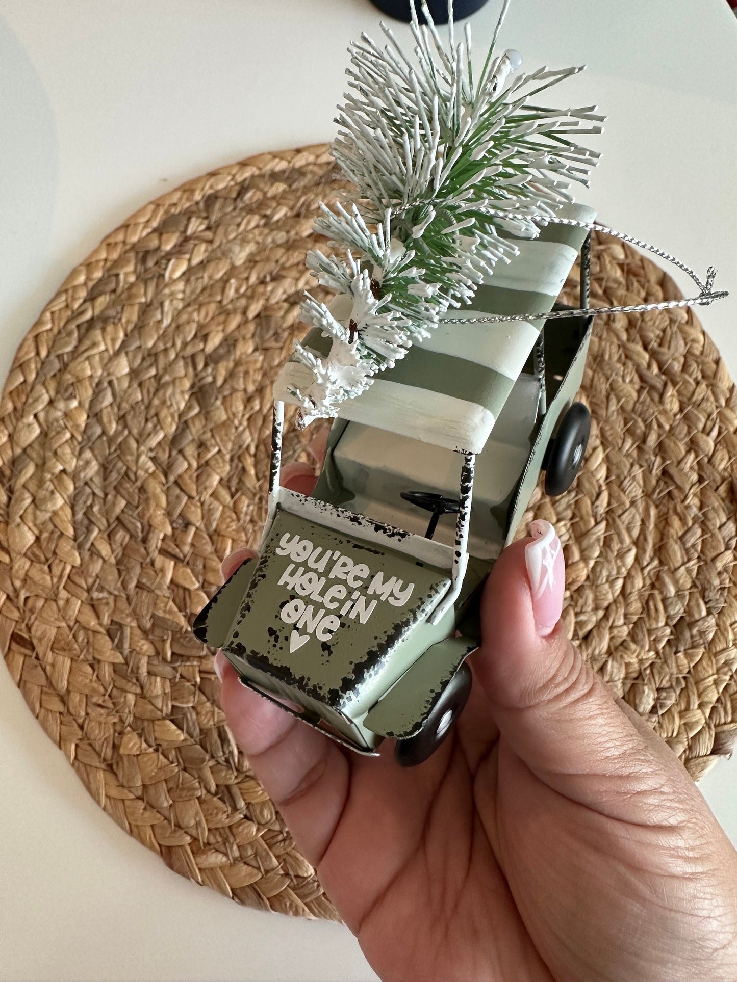 Rustic Golf Cart Ornament